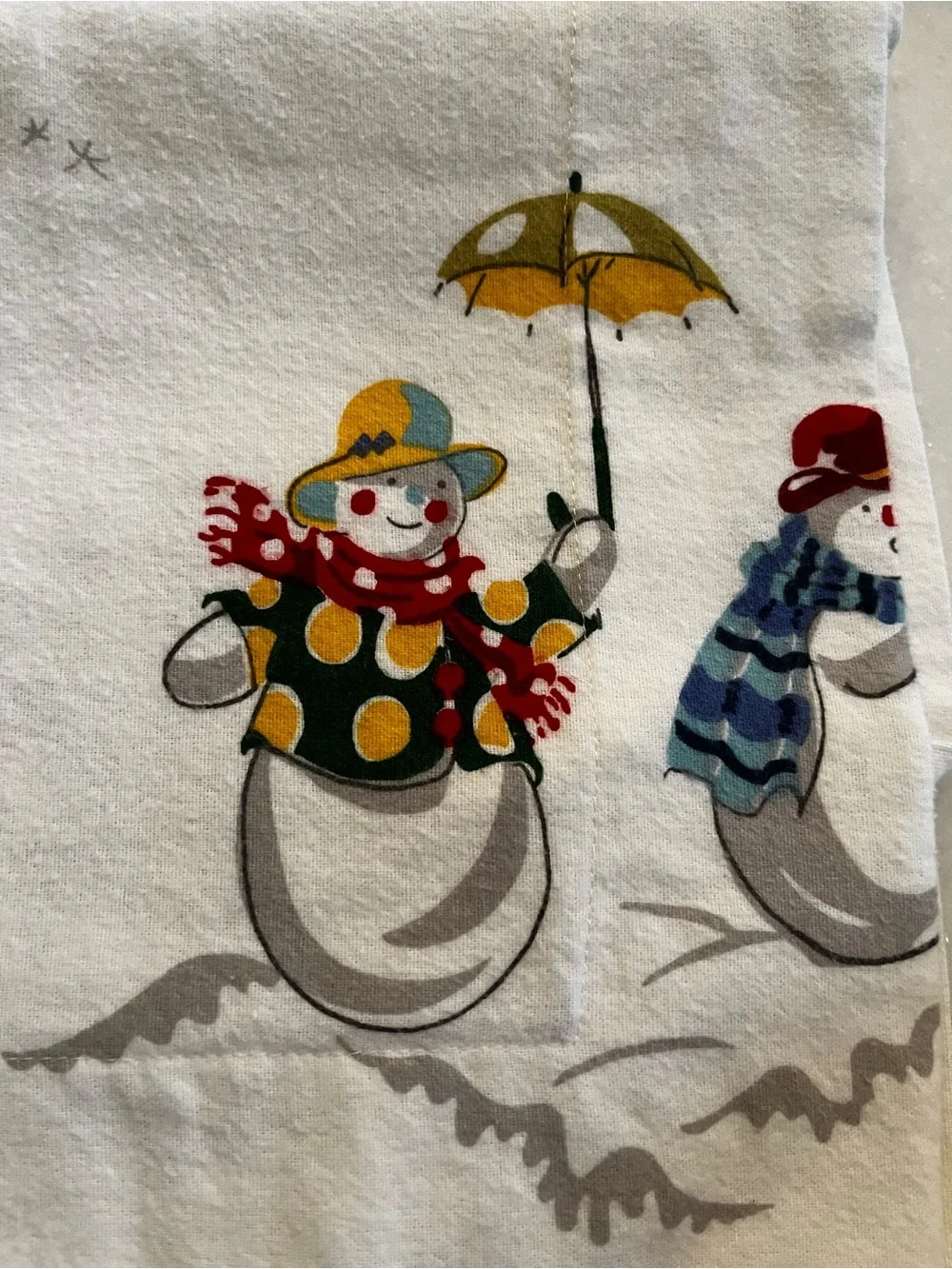 The Company Store Queen Duvet Cover Set Snowman Winter Christmas Flannel Set